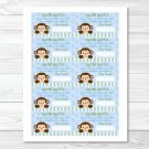 Mod Monkey Jungle Safari Baby Blue Printable Baby Shower Diaper Raffle Tickets #A164