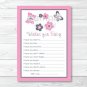 Pink Gray Butterfly Flowers Printable Baby Shower Wishes For Baby Advice Cards #A216