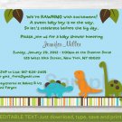 Dinosaur Friends Blue Printable Baby Shower Invitation Editable PDF #A281