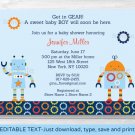 Baby Bots Robot Baby Boy Printable Baby Shower Invitation Editable PDF #A228
