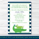 Preppy Alligator Printable Baby Shower Invitation Editable PDF #A157