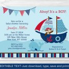 Pirate Monkey Nautical Whale Printable Baby Shower Invitation Editable PDF #A287