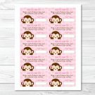 Mod Girl Monkey Jungle Safari Printable Baby Shower Diaper Raffle Tickets #A167