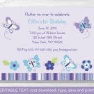 Lavender Butterfly Garden Printable Birthday Invitation Editable PDF #A203