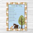 Bear Fox Owl Forest Friends Printable Baby Shower Wishes For Baby Advice Cards #A290