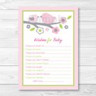 Sweet Pink Baby Birds Printable Baby Shower Wishes For Baby Advice Cards #A266