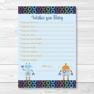 Baby Bots Robot Printable Baby Shower Wishes For Baby Advice Cards #A228