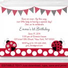 Little Red Ladybug Garden Printable Birthday Invitation Editable PDF #A214