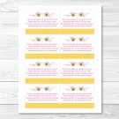 Pink Bumble Bee Printable Baby Shower Book Request Cards #A101