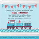 Choo Choo Train Red Blue Baby Boy Printable Birthday Invitation Editable PDF #A298