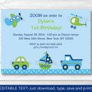 Car Truck Sailboat Plane Helicopter Printable Birthday Invitation Editable PDF #A301