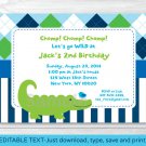 Preppy Alligator Argyle Stripes Printable Birthday Invitation Editable PDF #A302