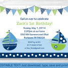 Nautical Sailboat Printable Birthday Invitation Editable PDF #A198