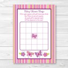 Baby Girl Pink Butterfly Printable Baby Shower Bingo Cards #A221