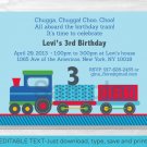 Choo Choo Train All Aboard! Printable Birthday Invitation Editable PDF #A312