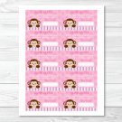 Lil Monkey Girl Jungle Safari Pink Printable Baby Shower Diaper Raffle Tickets #A153