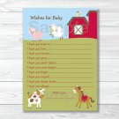 Farm Animals Printable Baby Shower Wishes For Baby Advice Cards #A313