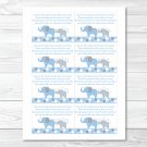 Blue And Grey Polka Dot Elephants Printable Baby Shower Book Request Cards #A135
