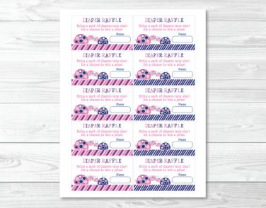 Mod Pink Turtle Mom And Baby Printable Baby Shower Diaper Raffle Tickets #A286