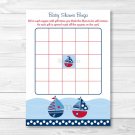 Sail Away Sailboat Nautical Blue Printable Baby Shower Bingo Cards #A123