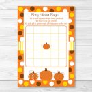 Lil Pumpkin Autumn Harvest Printable Baby Shower Bingo Cards #A248