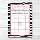Pink Sassy Zebra Print Printable Baby Shower Bingo Cards #A223