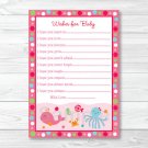 Pink Under The Sea Printable Baby Shower Wishes For Baby Advice Cards #A262