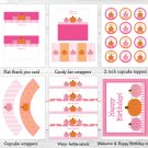 Pink Pumpkin Fall Harvest Printable Birthday Party Package #A315