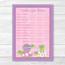 Pink Turtle Stacked Frog Printable Baby Shower Wishes For Baby Advice Cards #A217