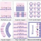 Pink Purple Butterfly Garden Printable Baby Shower Party Package #A220