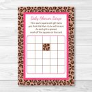 Pink Cheetah Print Printable Baby Shower Bingo Cards #A251