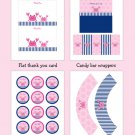 Pink Crab Nautical Printable Baby Shower Party Package #A121