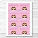 Lil Monkey Girl Jungle Safari Pink Printable Baby Shower Book Request Cards #A153