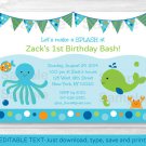 Under The Sea Octopus Crab Whale Nautical Birthday Invitation Editable PDF #A316