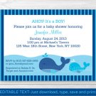 Lil Whale Ahoy! Its A Boy! Baby Shower Invitation Editable PDF #A295