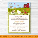 Fall Farm Animal Pumpkin Printable Baby Shower Invitation Editable PDF #A322