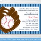 Baseball Baby Shower Invitation Printable Editable PDF #A323