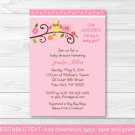 Pink Owl Forest Printable Baby Shower Invitation Editable PDF #A326