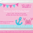Pink Crab Nautical Printable Birthday Invitation Editable PDF #A206