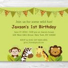 Safari Jungle Animal Printable Birthday Invitation Editable PDF #A156