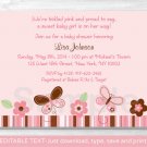 Pink Butterfly Printable Baby Shower Invitation Editable PDF #A147