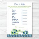 Mod Green Turtle Printable Baby Shower "Price Is Right!" Game Cards #A126