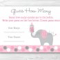 Pink Gray Polka Dot Elephant Printable Baby Shower "Guess How Many?" Game Cards #A160