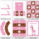 Pink Giraffe Printable Birthday Party Package #A329