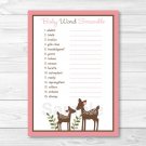 Pink Willow Deer Printable Baby Shower "Baby Word Scramble" Game Cards #A200