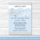 Mod Whale Printable Baby Shower Invitation Editable PDF #A331