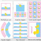 Pink Rubber Duck Printable Baby Shower Party Package #A320