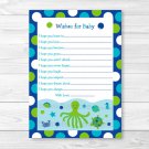 Nautical Calypso Sea Friends Printable Baby Shower Wishes For Baby Advice Cards #A202
