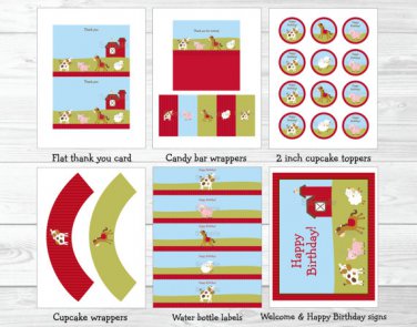Farm Animals Barn Friends Printable Birthday Party Package #A293