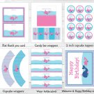 Pink Whale Nautical Printable Birthday Party Package #A332